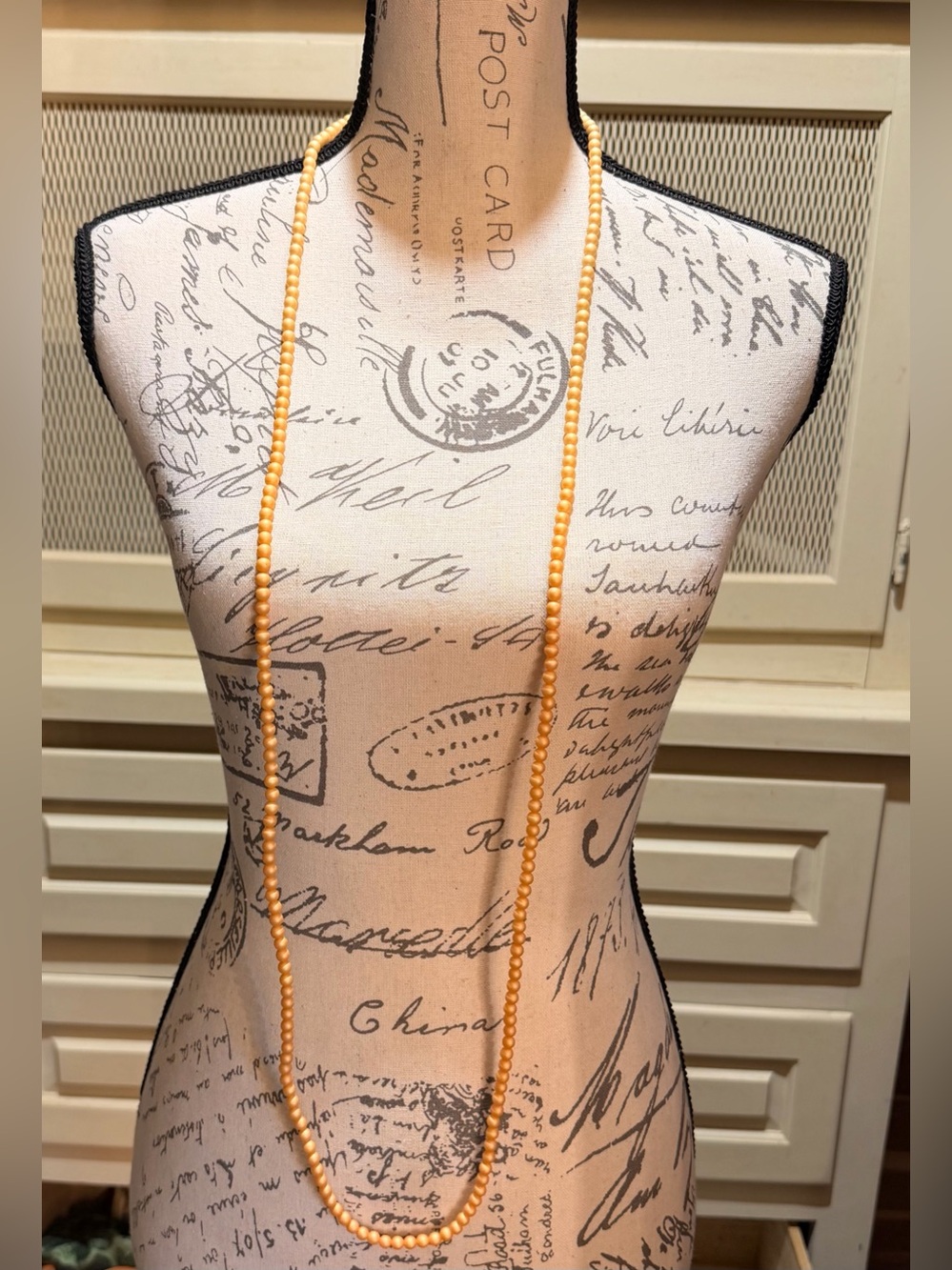 Signed VTG Miriam Haskell Rare 53” Pink Champagne Satin Pearl Rope Necklace